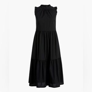 J.crew black 3 tiered tier sleeveless ruffle midi dress 0